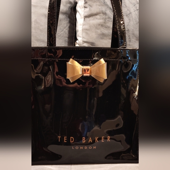 Ted Baker Patent Leather Mini Tote Bow Bag Black - Picture 5 of 16